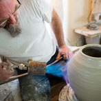 Nic Collins and Sabine Nemet in their pottery 2016